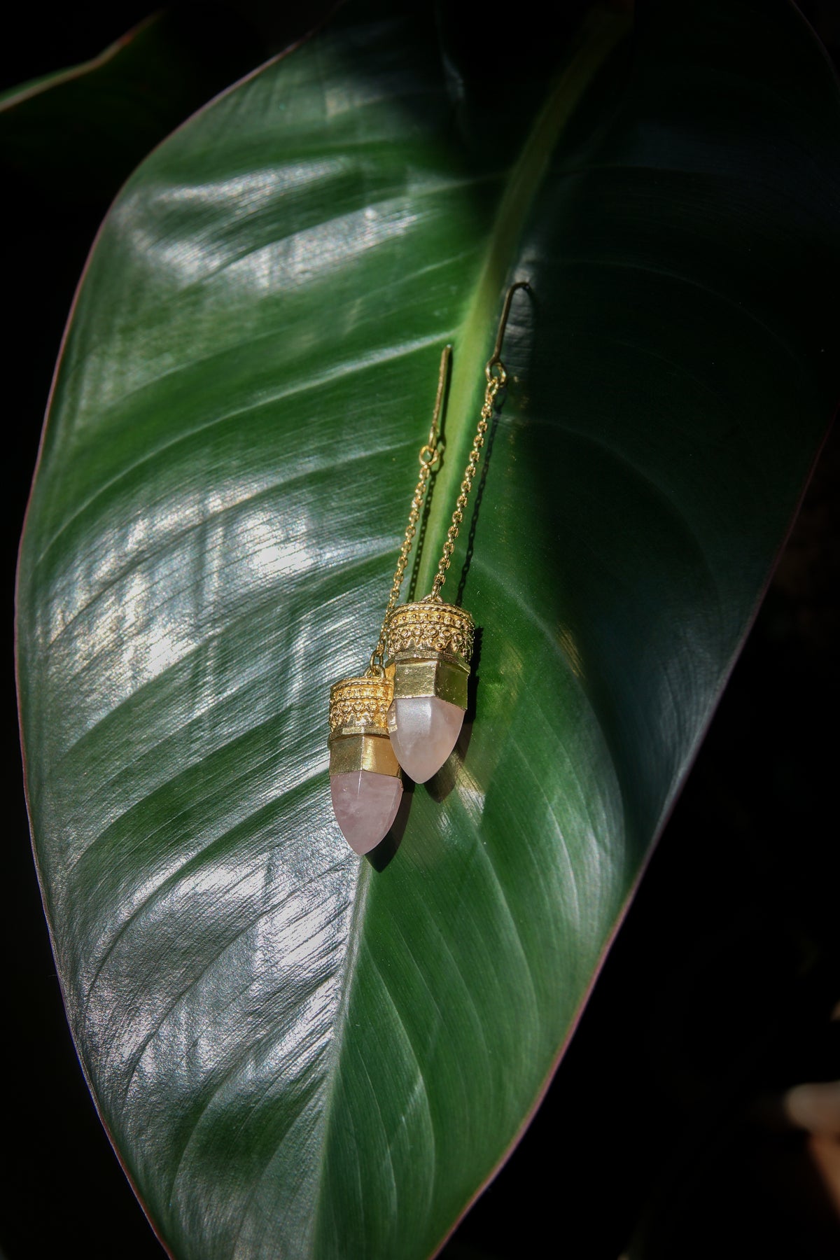 Resistance Earrings || Pink Quartz Gold plated
