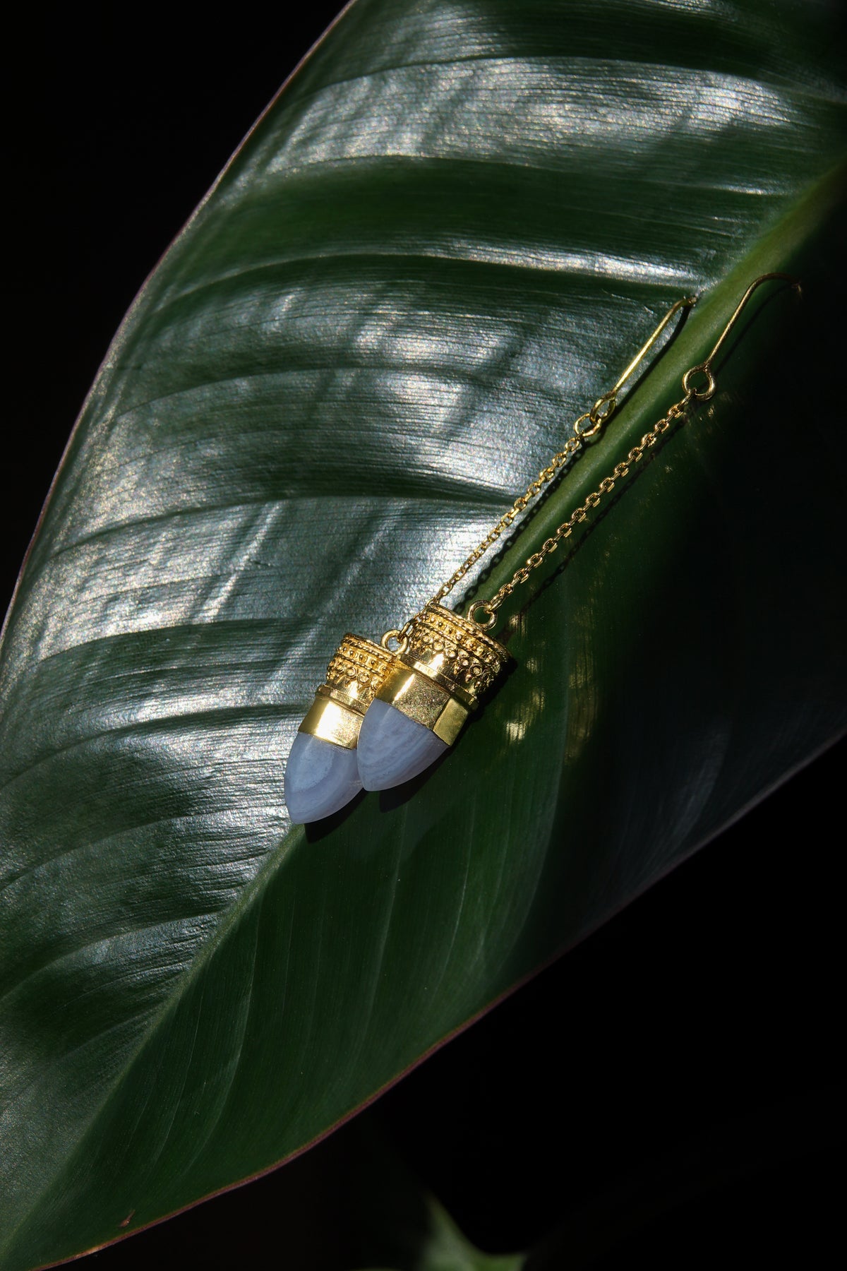 Resistance Earrings || Blue Lace Agate || Gold Plated
