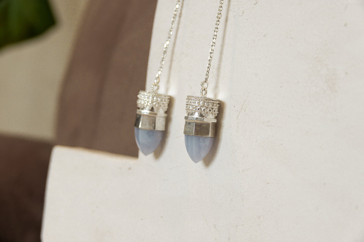 Resistance Earrings || Blue Lace Agate Silver
