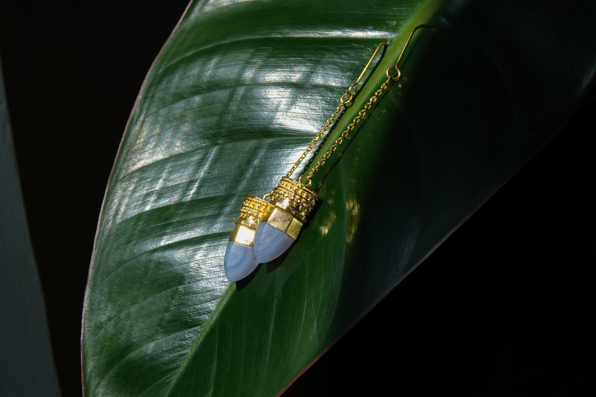 Resistance Earrings || Blue Lace Agate Gold