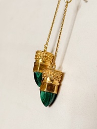 Gold Plated Silver Resistance Earring (Malachite)